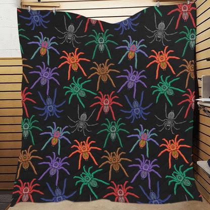 Tarantula Neon Color Pattern Print Design 03 Premium Quilt