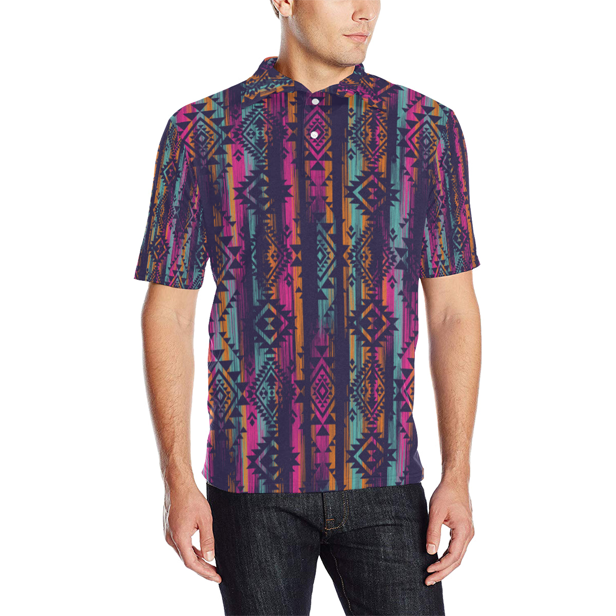 Line Tribal Aztec Men Polo Shirt