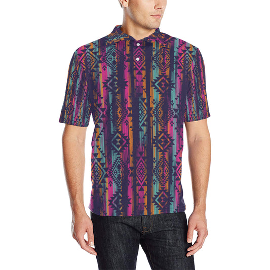 Line Tribal Aztec Men Polo Shirt