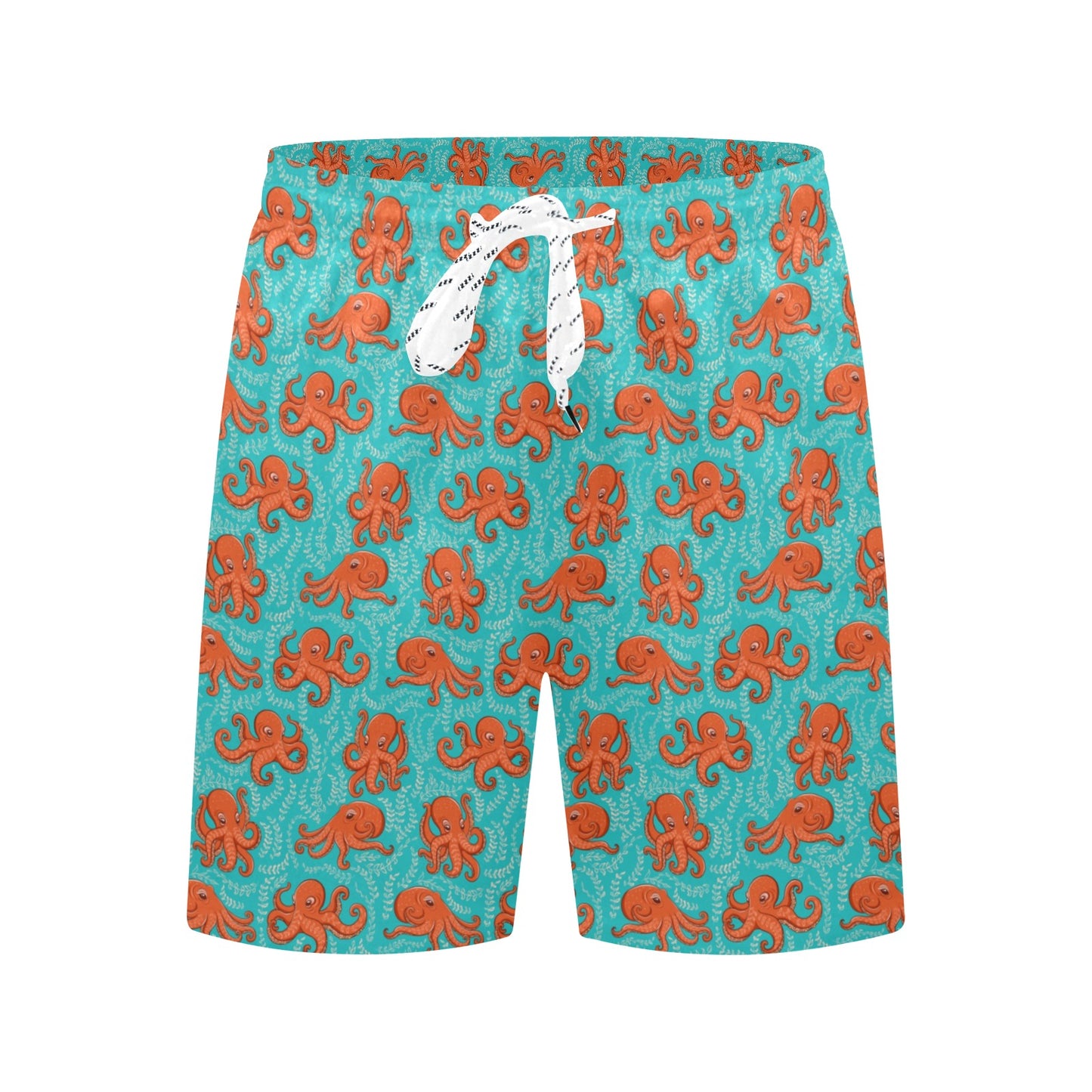 Octopus Cartoon Design Print Themed Men's Swim Trunks Beach Shorts