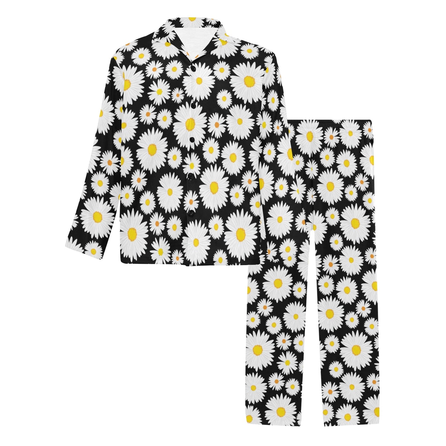 Daisy Pattern Print Design 01 Men's Long Pajama Set