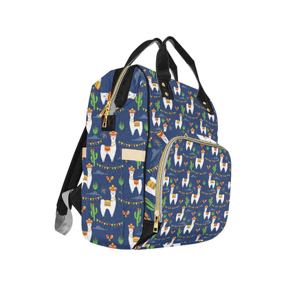 Llama Cactus Pattern Print Design 05 Diaper Bag Backpack