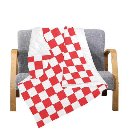 Checkered Red Pattern Print Design 04 Premium Quilt
