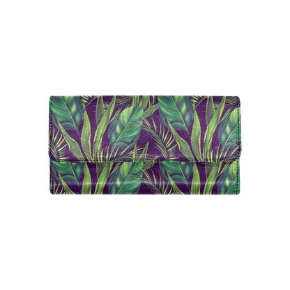 Palm Leaves Pattern Print Design PL03 Women's Trifold Wallet