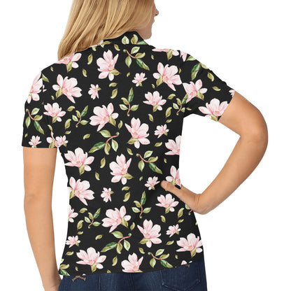 Magnolia Pattern Print Design MAG01 Women's Polo Shirt