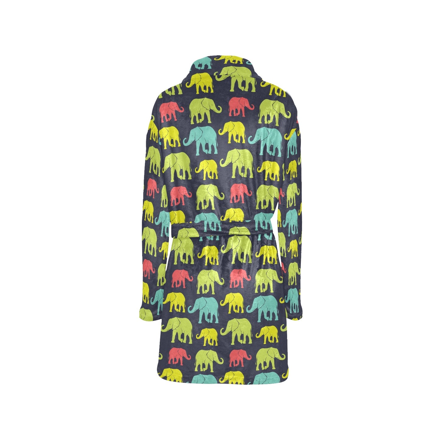 Elephant Neon Color Print Pattern Women's Fleece Robe