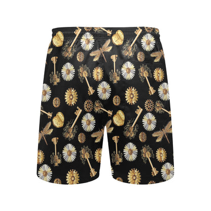 Steampunk Key Dragonfly Print Design LKS303 Men's Swim Trunks Beach Shorts