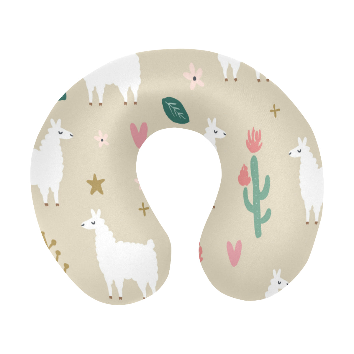Llama Cactus Pattern Print Design 09 U-Shaped Travel Neck Pillow