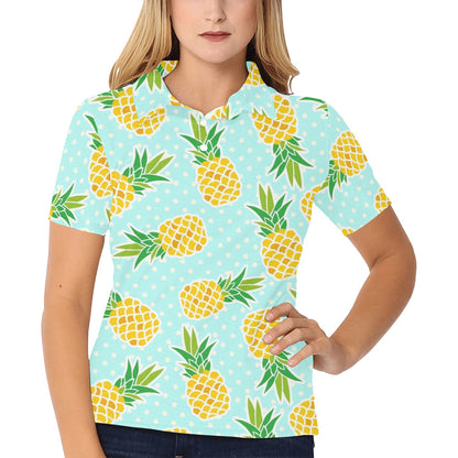 Pineapple Pattern Print Design PP01 Women's Polo Shirt