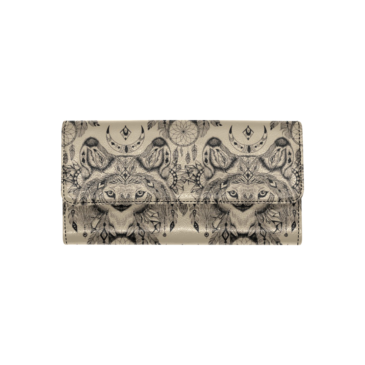 Indian Boho Wolf Women's Trifold Wallet
