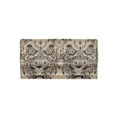 Indian Boho Wolf Women's Trifold Wallet