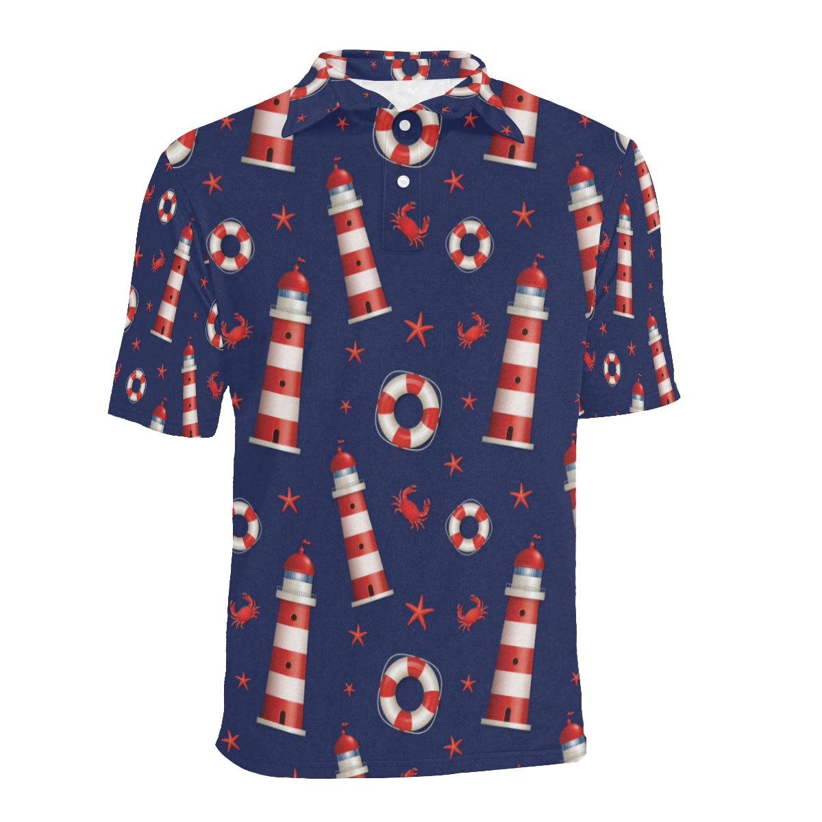 Nautical Pattern Print Design A03 Men Polo Shirt