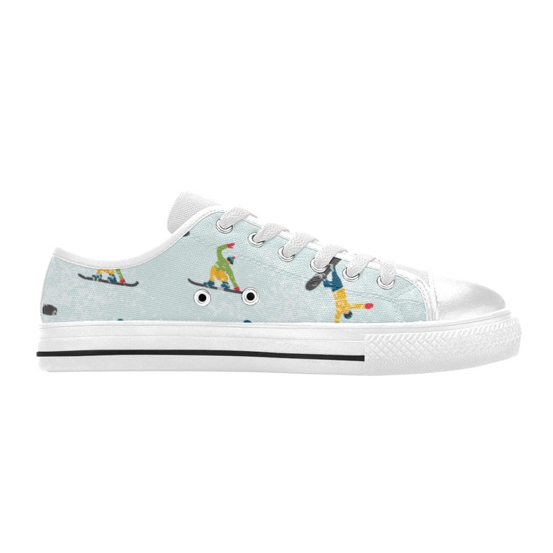 Snowboard Print Design LKS304 Women's White Low Top Shoes