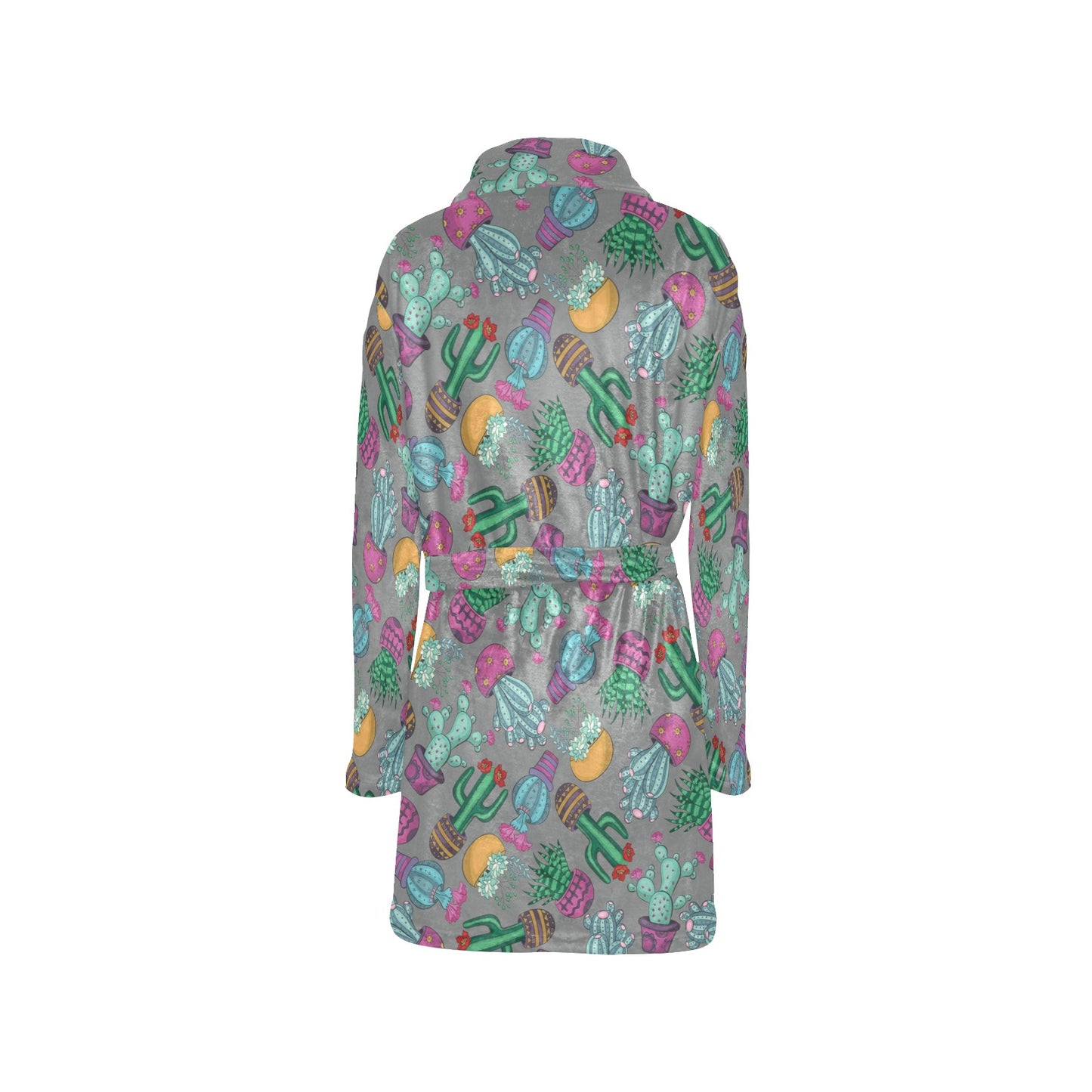 Cactus Colorful Print Pattern Women's Fleece Robe