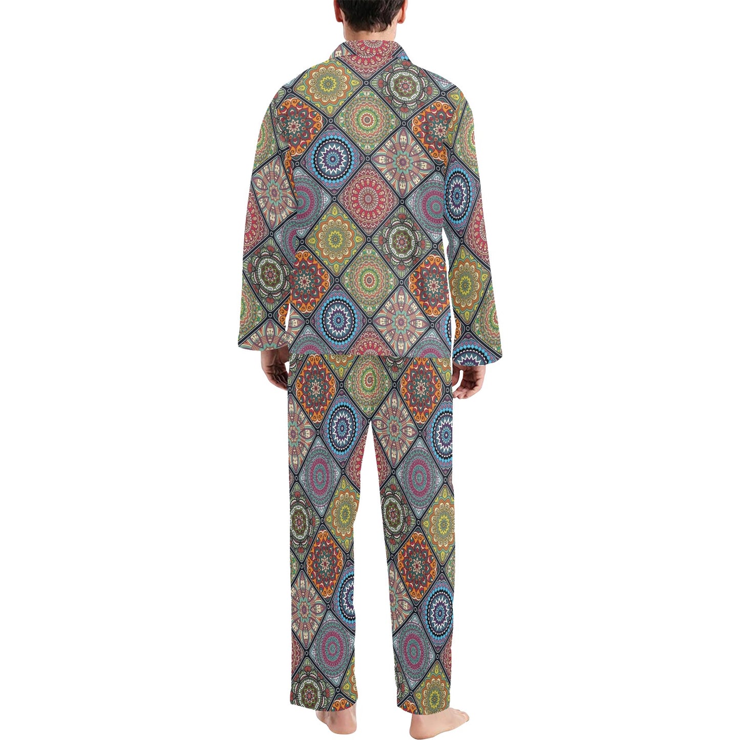 Bohemian Pattern Print Design 05 Men's Long Pajama Set