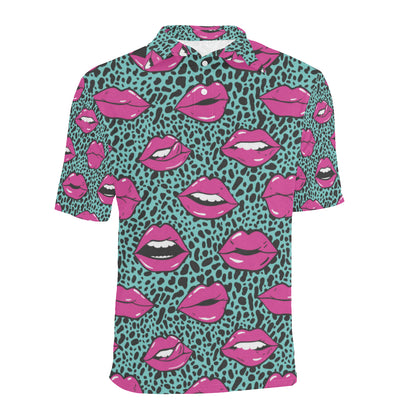 Lip Pattern Print Design 04 Men Polo Shirt