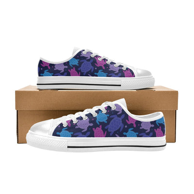 Sea Turtle Print Design LKS309 Women's White Low Top Shoes