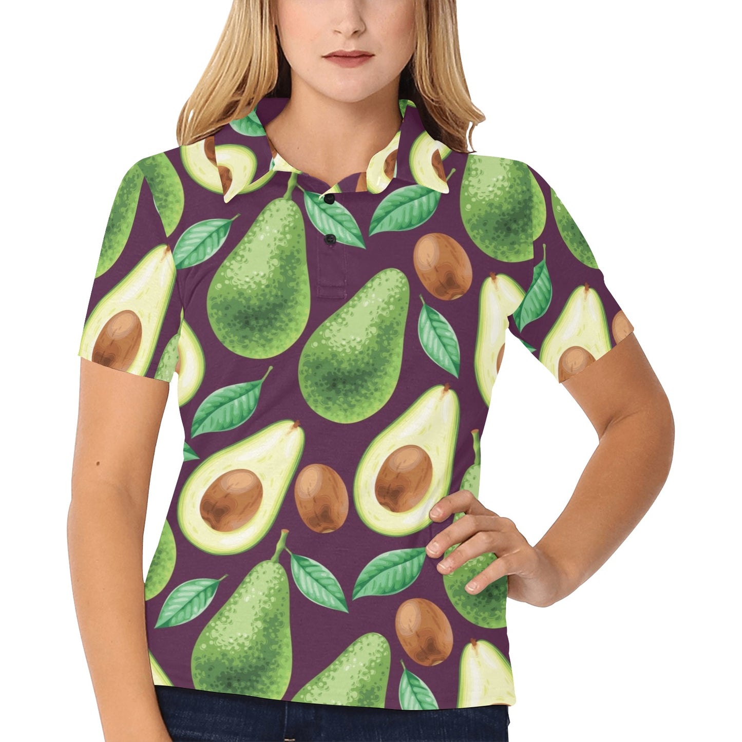 Avocado Pattern Print Design AC08 Women's Polo Shirt