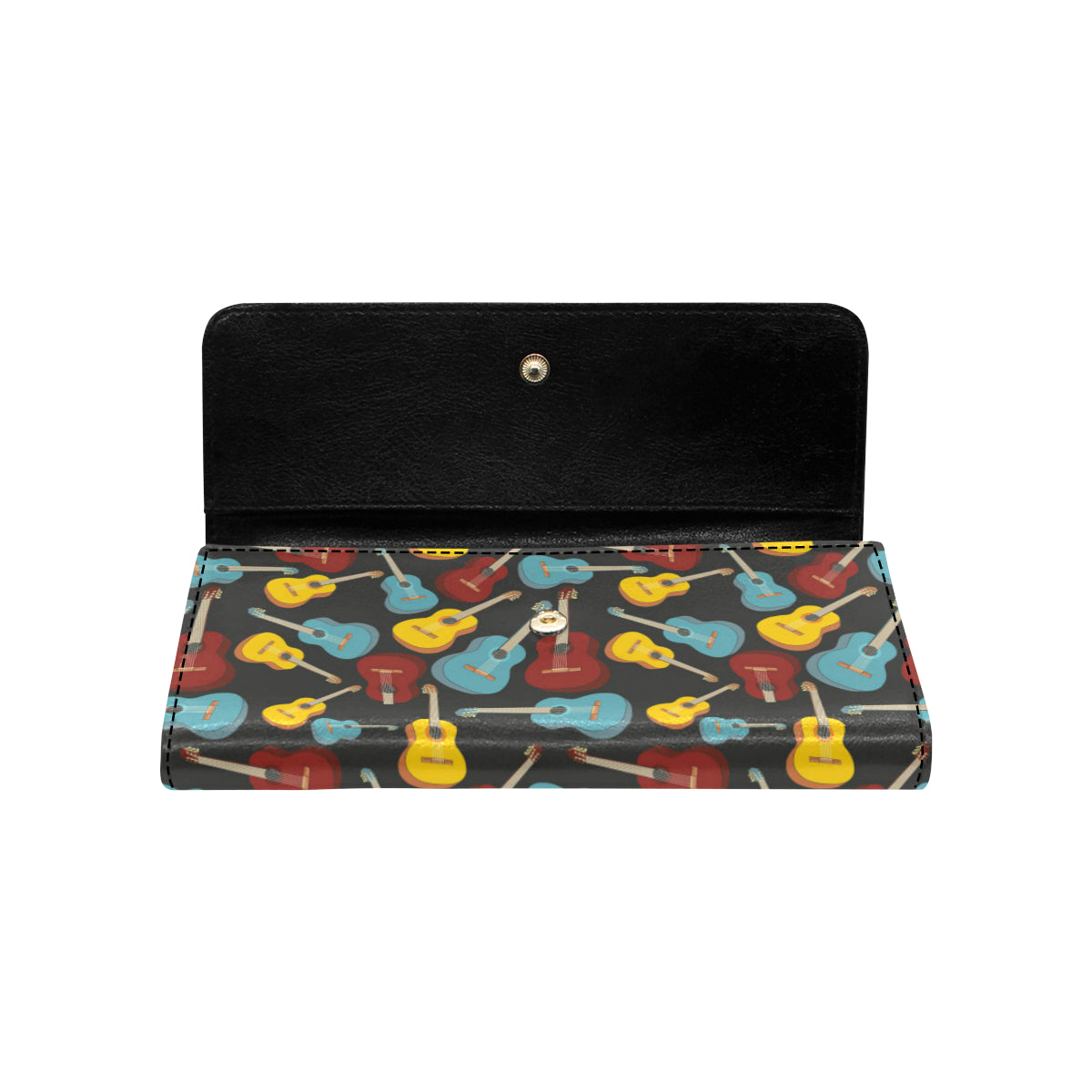 Acoustic Guitar Pattern Print Design 01 Women's Trifold Wallet