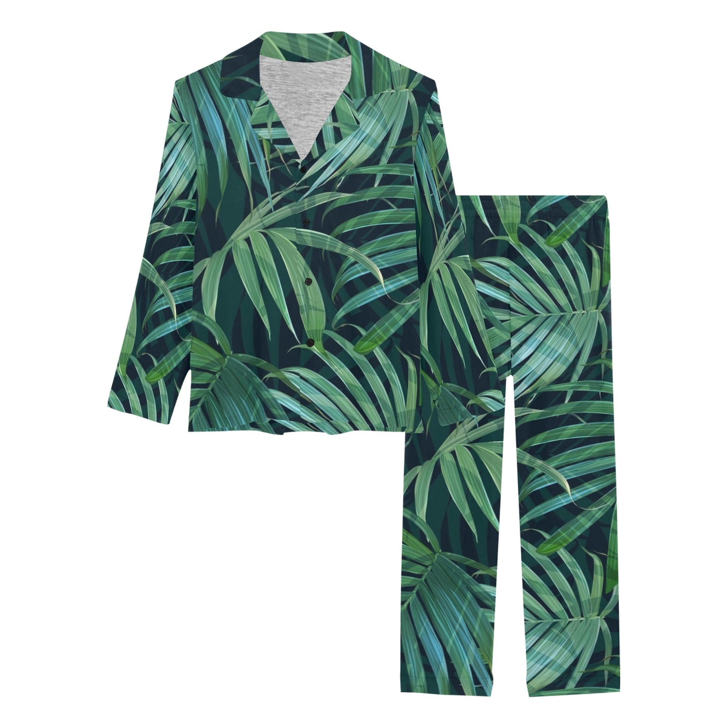Tropical Flower Pattern Print Design TF011 Women's Long Pajama Set