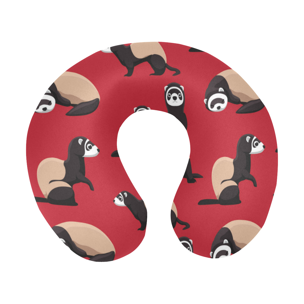 Ferret Pattern Print Design 02 U-Shaped Travel Neck Pillow