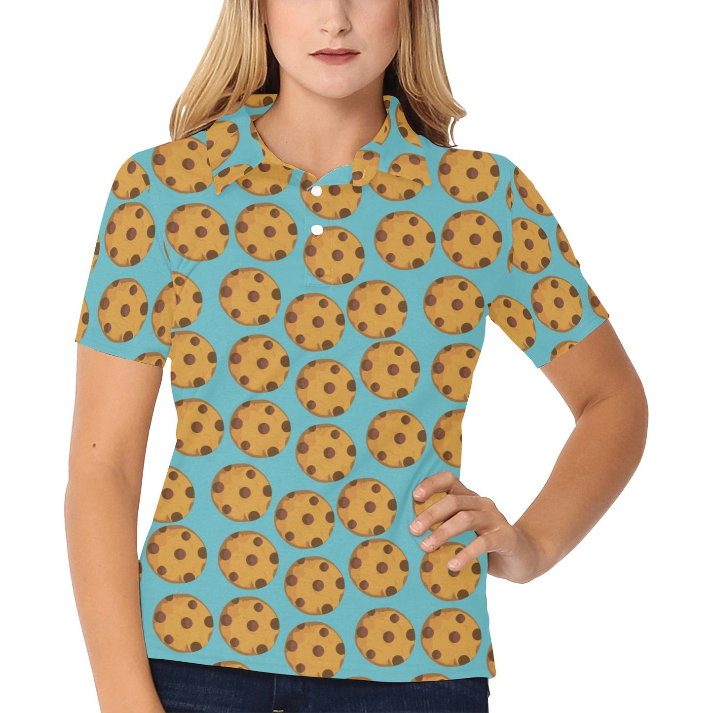 Cookie Pattern Print Design 01 Women's Polo Shirt