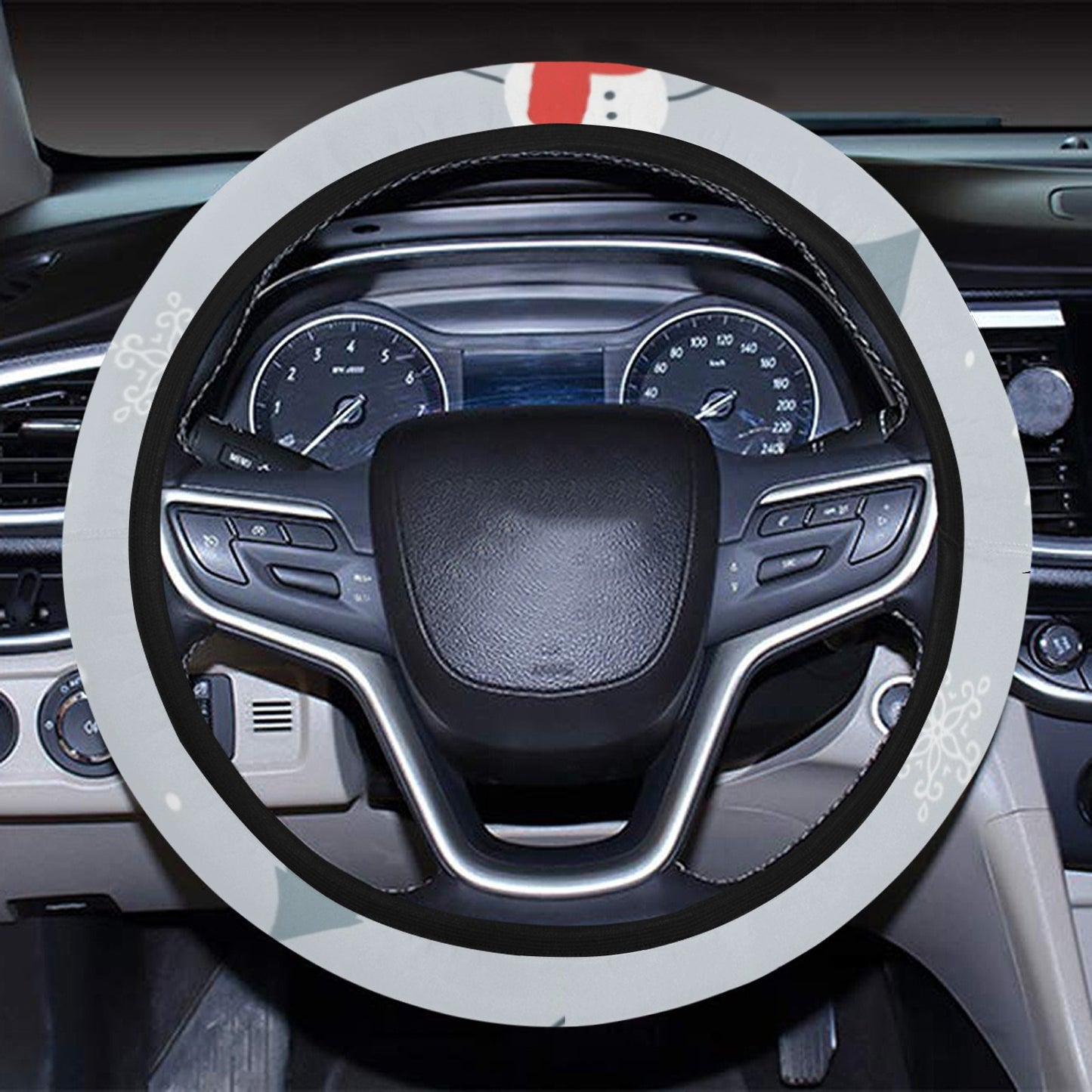 Snowman Print Design LKS302 Steering Wheel Cover with Elastic Edge