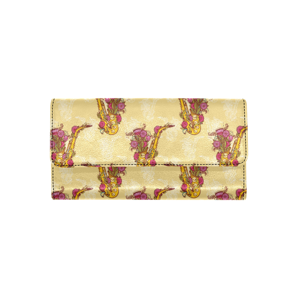 Saxophone Pattern Print Design 04 Women's Trifold Wallet