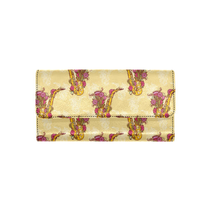 Saxophone Pattern Print Design 04 Women's Trifold Wallet