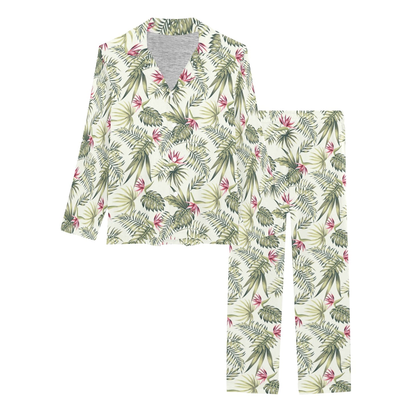 Bird Of Paradise Pattern Print Design 04 Women's Long Pajama Set