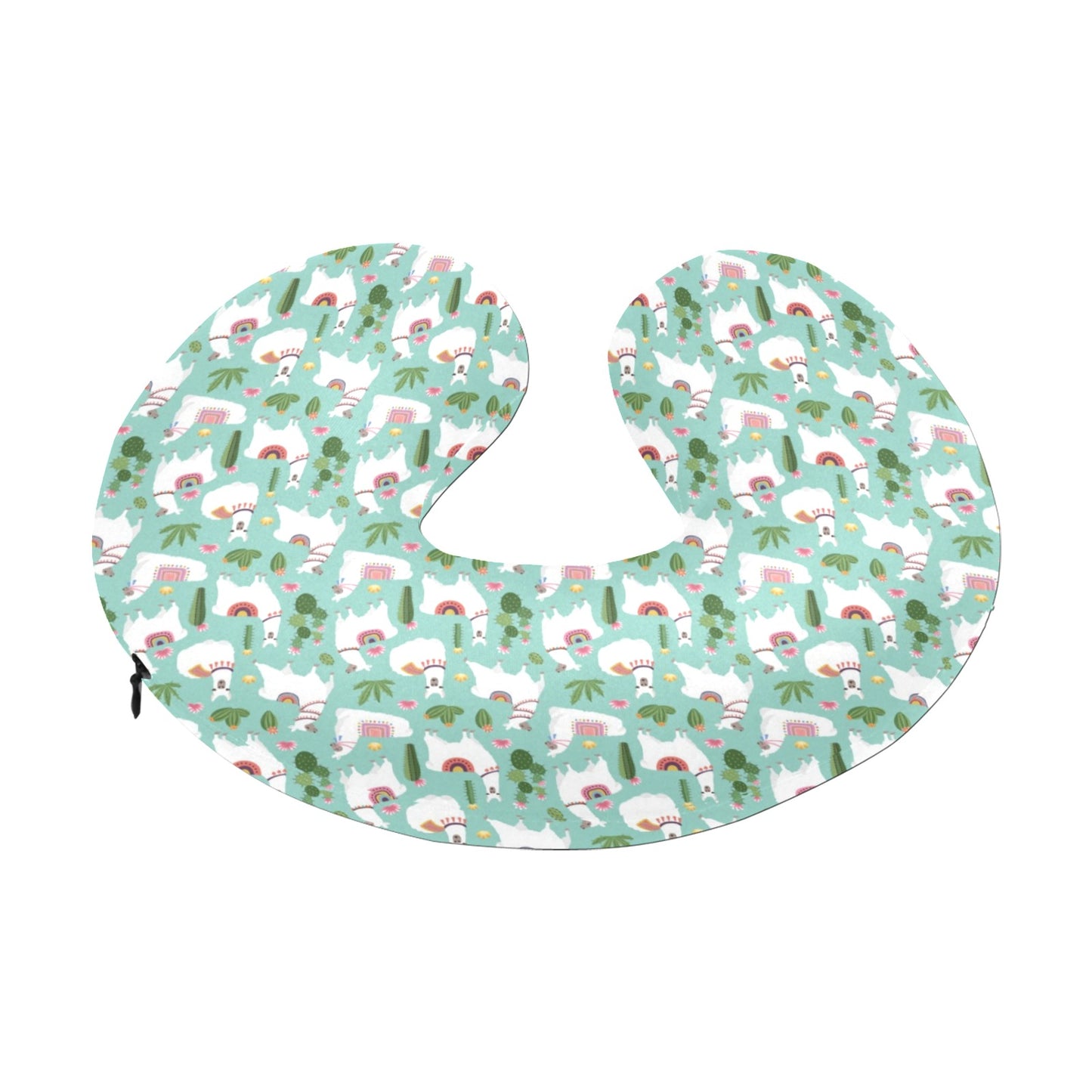 Llama with Cactus Themed Print U-Shaped Travel Neck Pillow