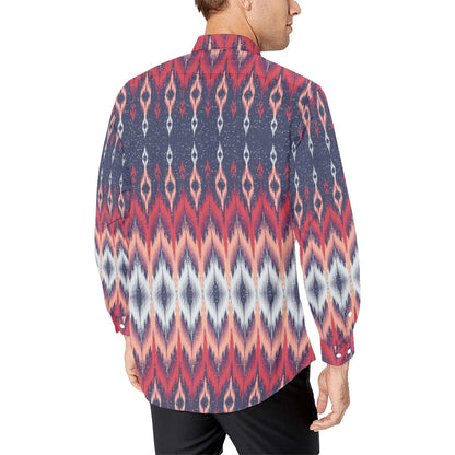 Ikat Print Design LKS401 Men's Long Sleeve Dress Shirt
