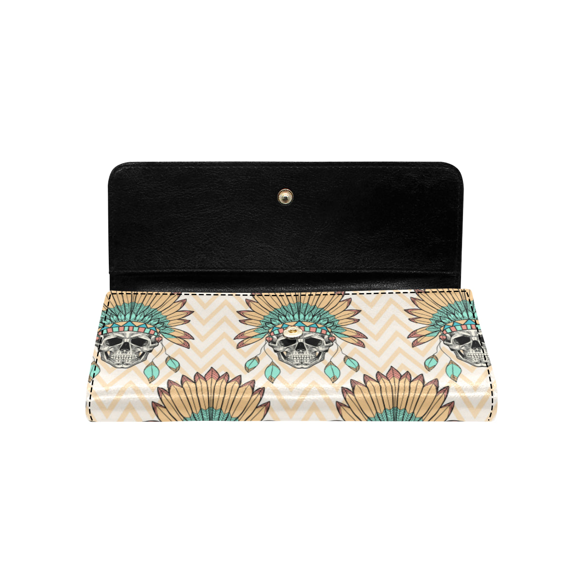 Indian Skull Pattern Women's Trifold Wallet