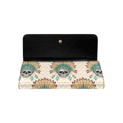 Indian Skull Pattern Women's Trifold Wallet