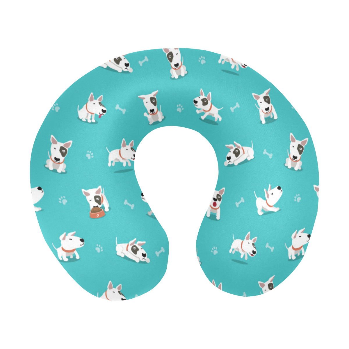 Bull Terriers Pattern Print Design 07 U-Shaped Travel Neck Pillow