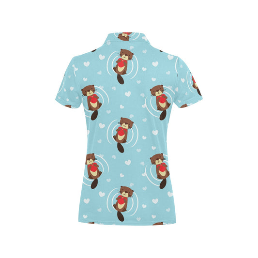 Sea Otter Cute Pattern Print Design 04 Women's Polo Shirt