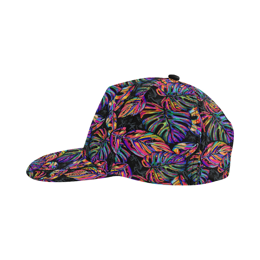Neon Color Tropical Palm Leaves Snapback Cap