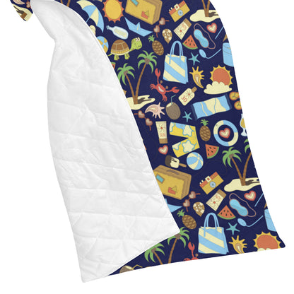 Beach Themed Pattern Print Design 04 Premium Quilt