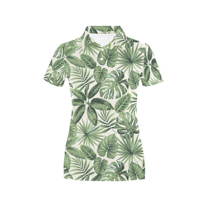 Palm Leaves Pattern Print Design PL014 Women's Polo Shirt