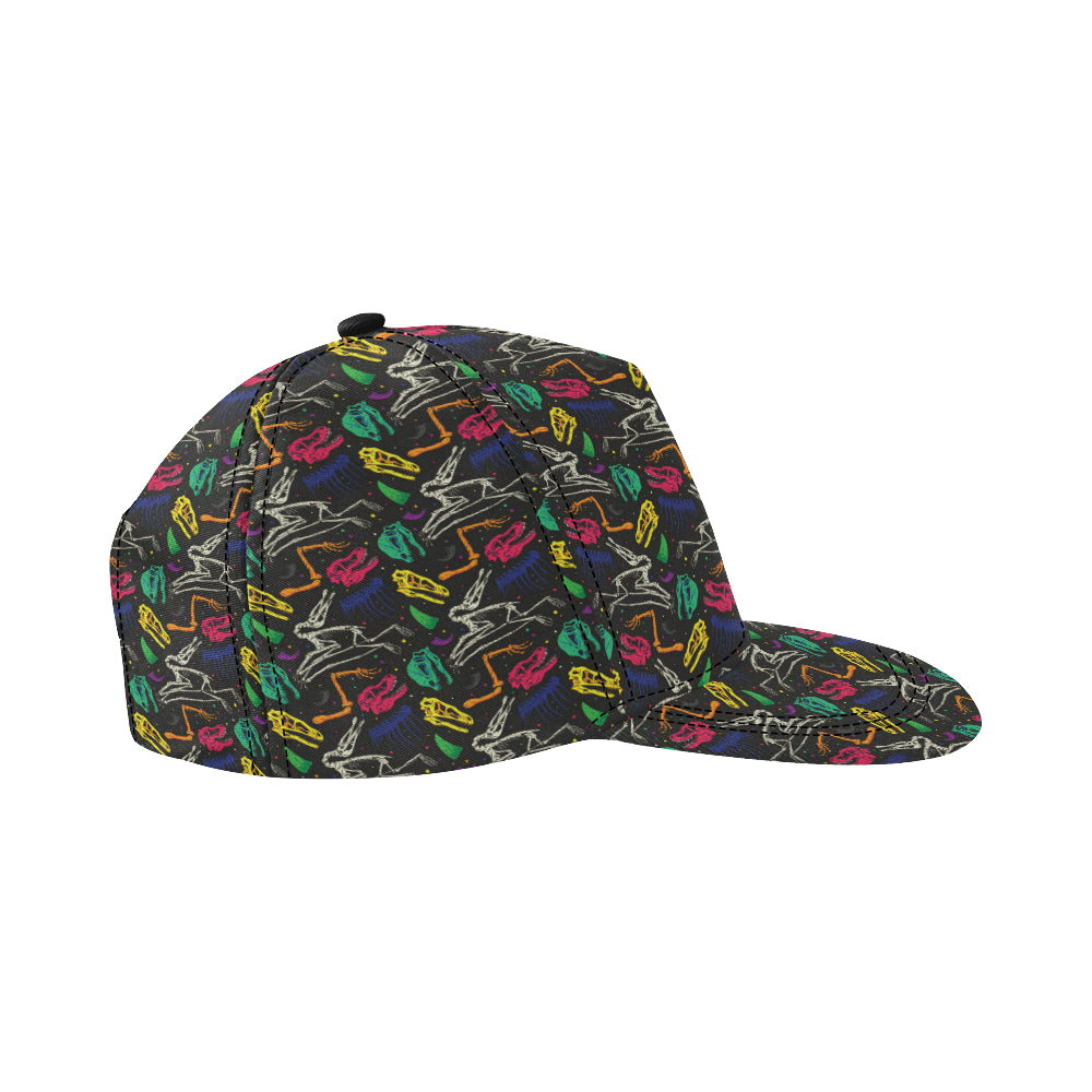 Dinosaur Skull Color Print Pattern Snapback Cap