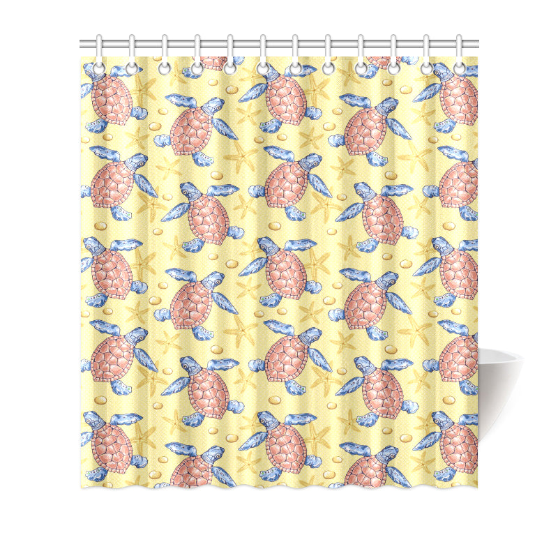 Sea Turtle Pattern Print Design T06 Shower Curtain