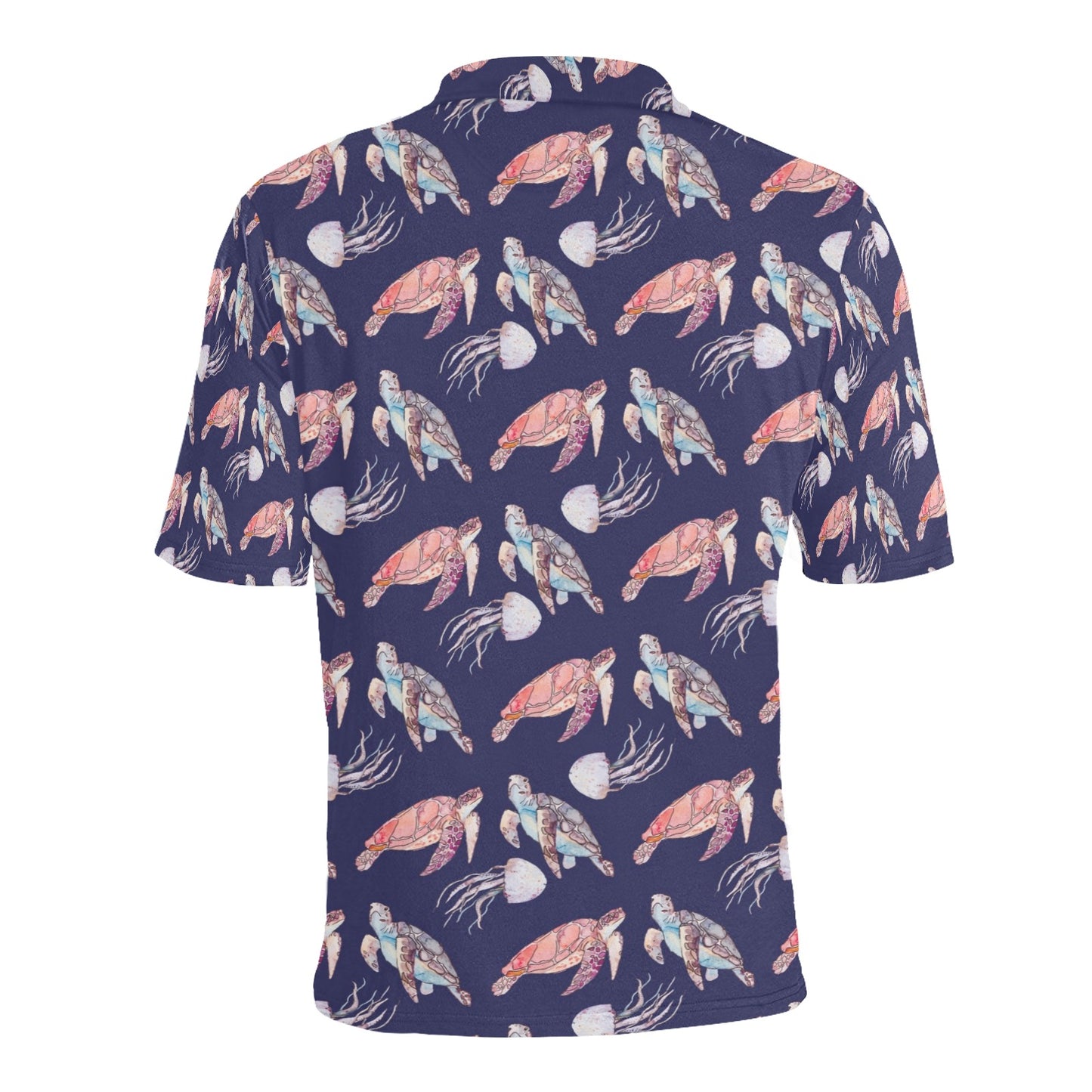 Sea Turtle With Jelly Fish Print Design LKS301 Men Polo Shirt
