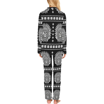 Native American Indian Skull Women's Long Pajama Set