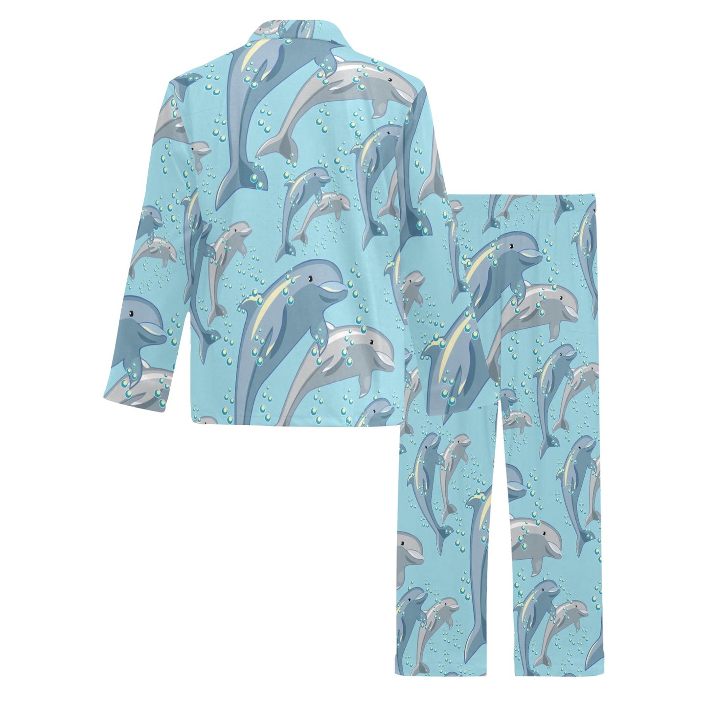 Dolphin Print Pattern Men's Long Pajama Set