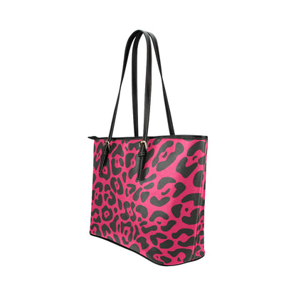 Cheetah Pink Print Pattern Leather Tote Bag
