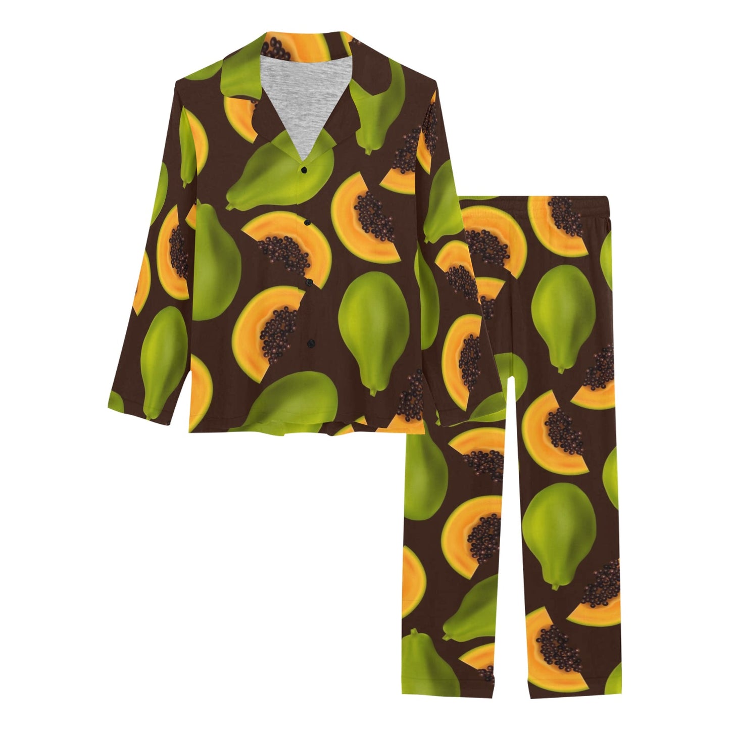 Papaya Pattern Print Design PP04 Women's Long Pajama Set