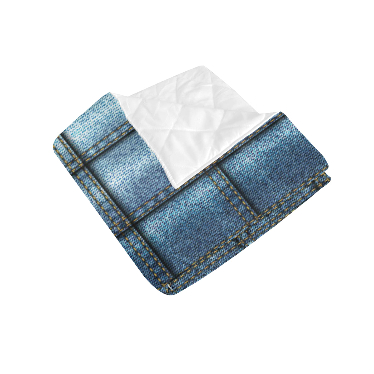 Jean Patchwork Pattern Print Design 02 Premium Quilt
