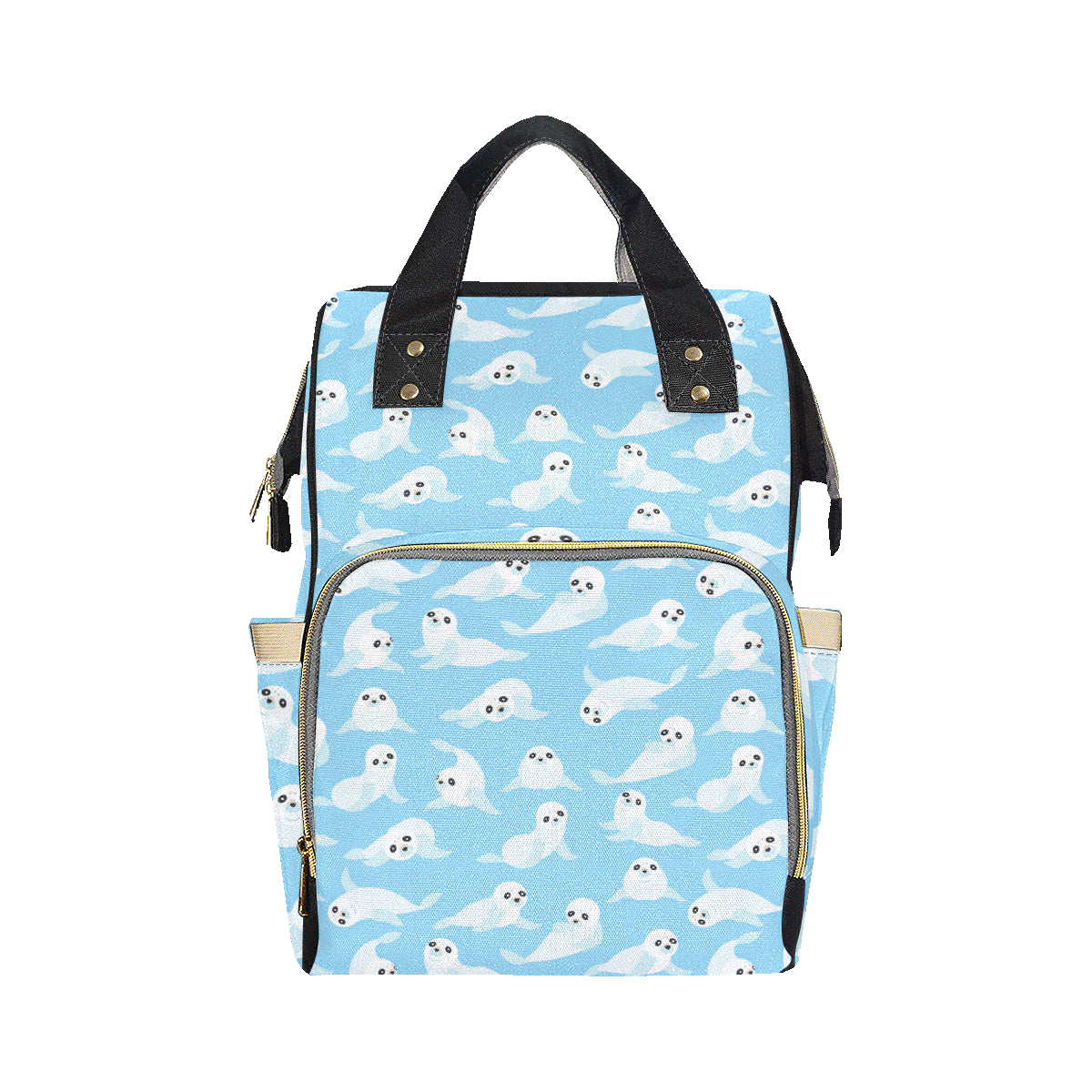 Sea Lion Cute Pattern Print Design 03 Diaper Bag Backpack