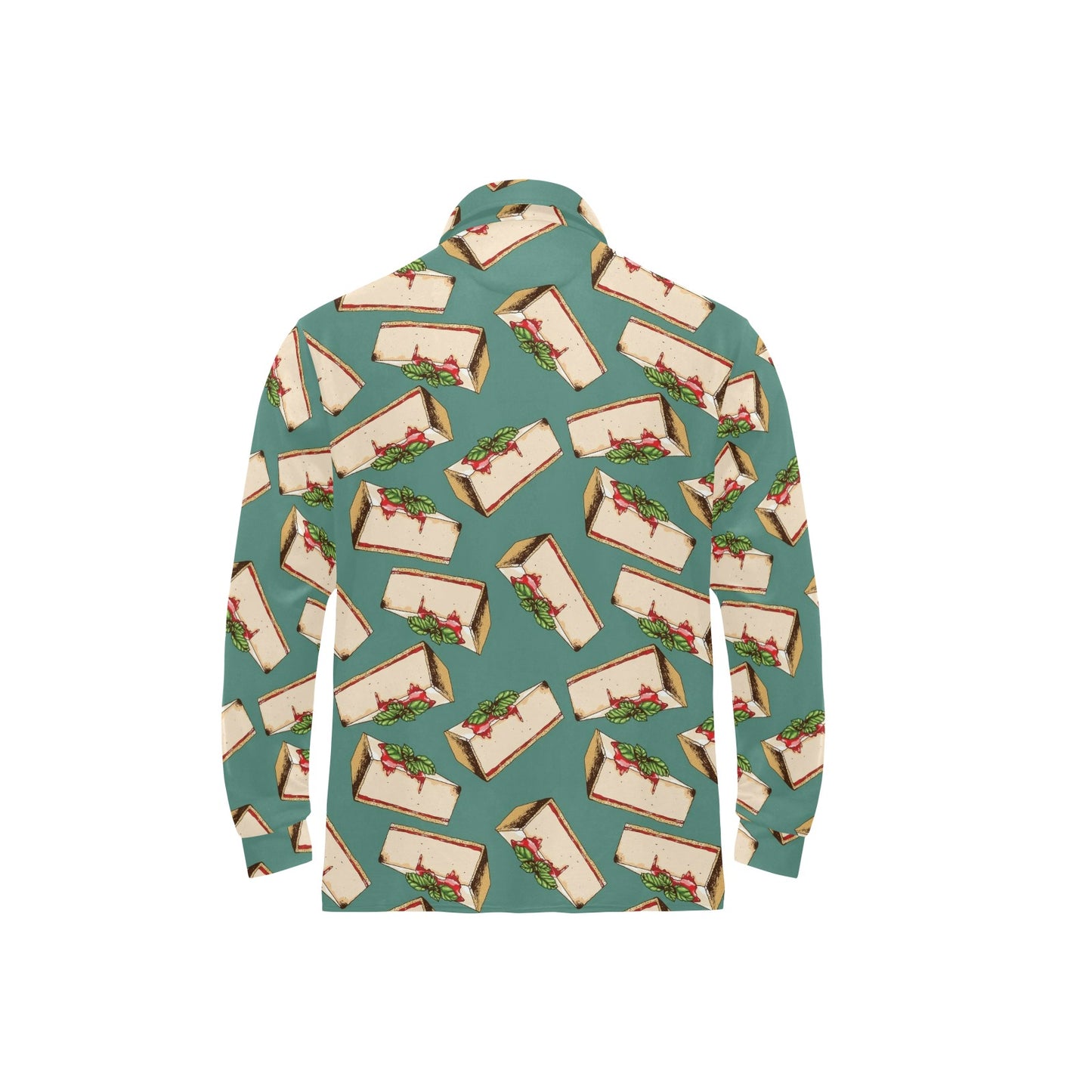 Cheesecake Pattern Print Design CK02 Long Sleeve Polo Shirt For Men's