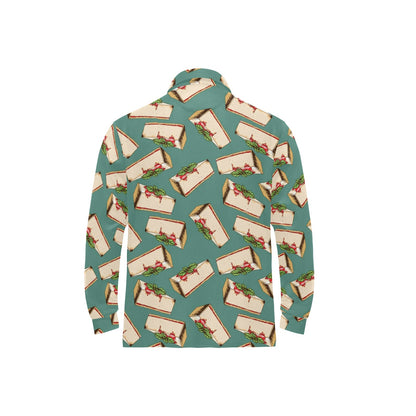 Cheesecake Pattern Print Design CK02 Long Sleeve Polo Shirt For Men's